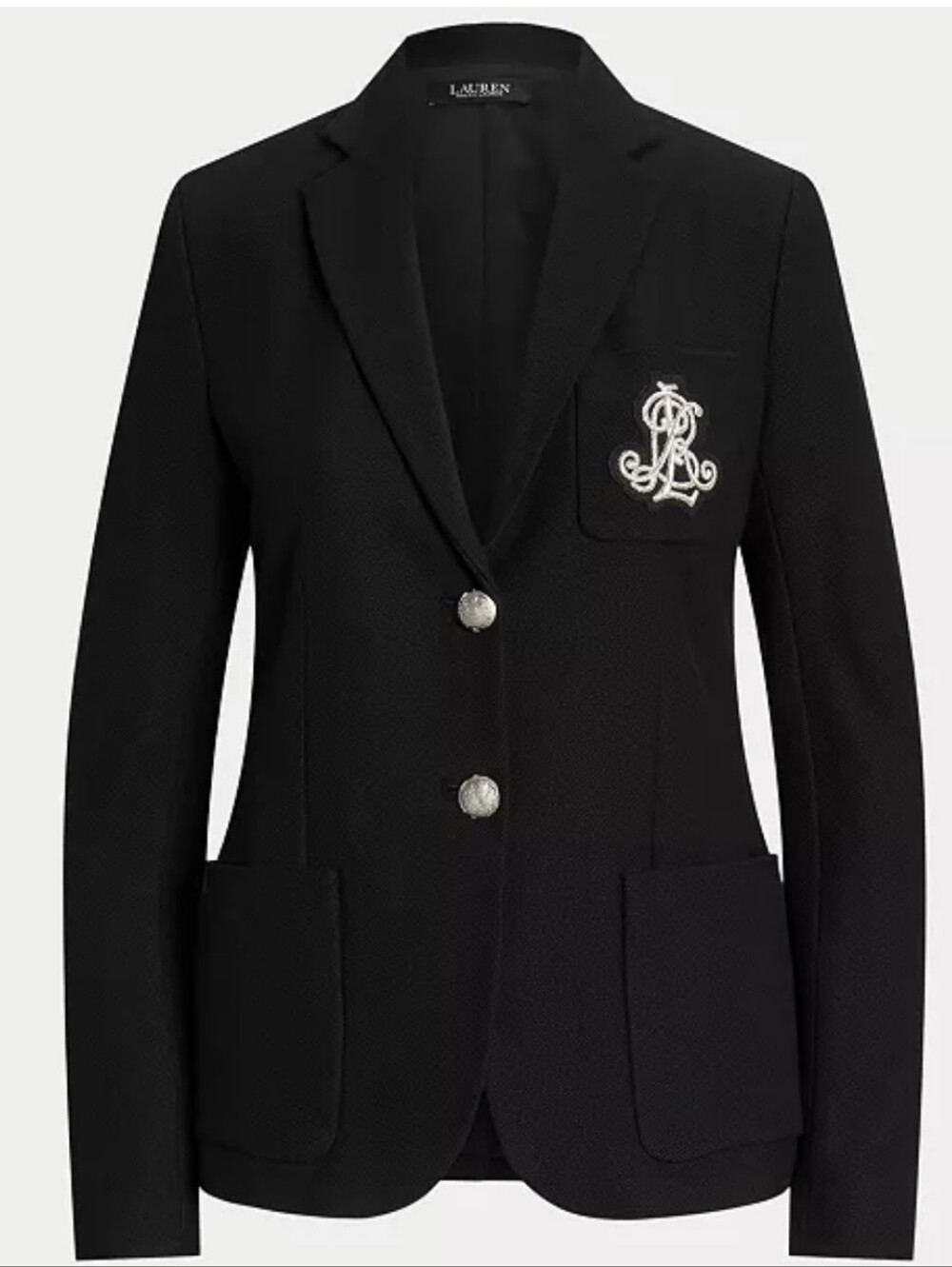 Ralph Lauren Bullion Jaquard Black Crest Patch Tailored Blazer Sz XS Retail $265